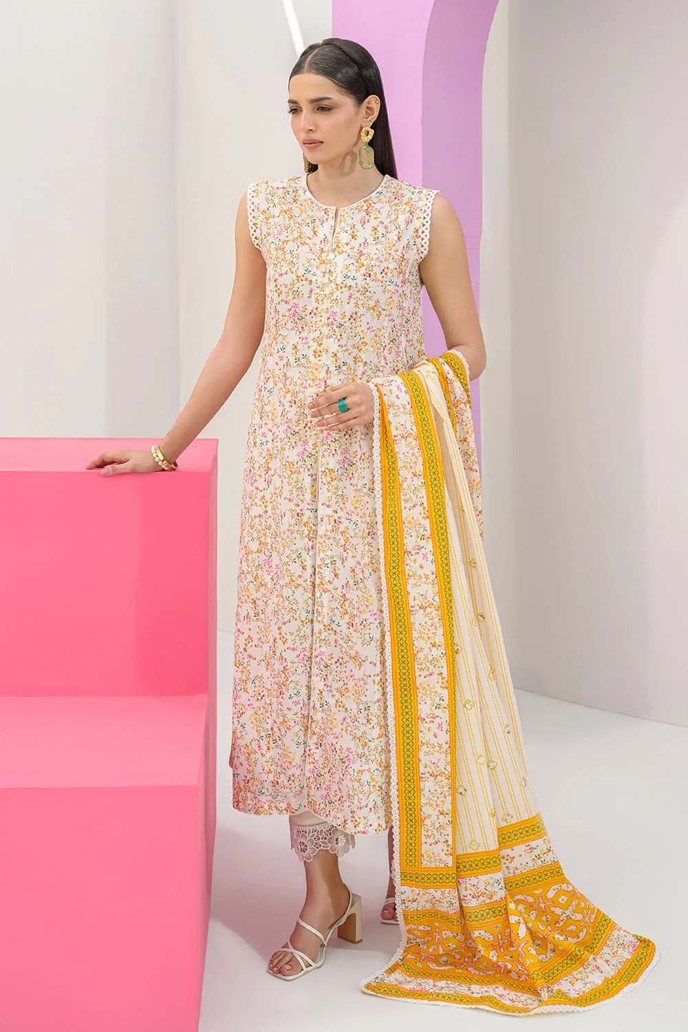 Gul Ahmed 3 Piece Embroidered Printed Lawn Suit | SHELAI26081642