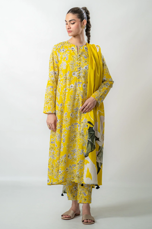 Ego Unstitched Digital Print Lawn 3 Piece Dress | Dreaming Yellow