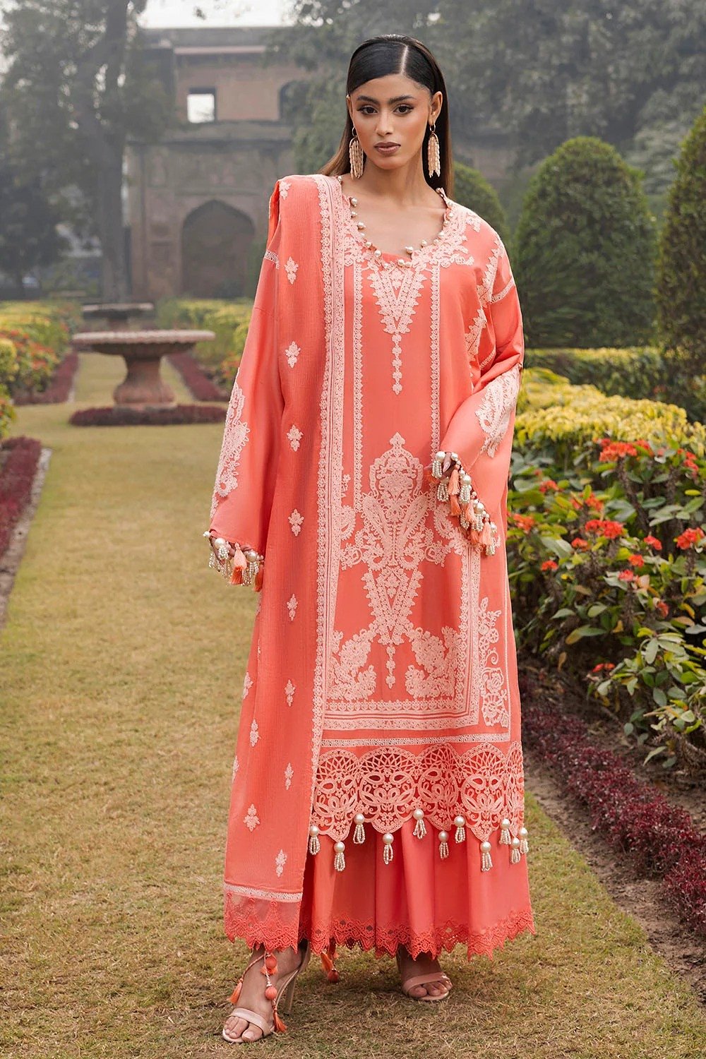 Gul Ahmed Embroidered Lawn Suit with Embroidered Denting Dupatta | SHELAI26081562