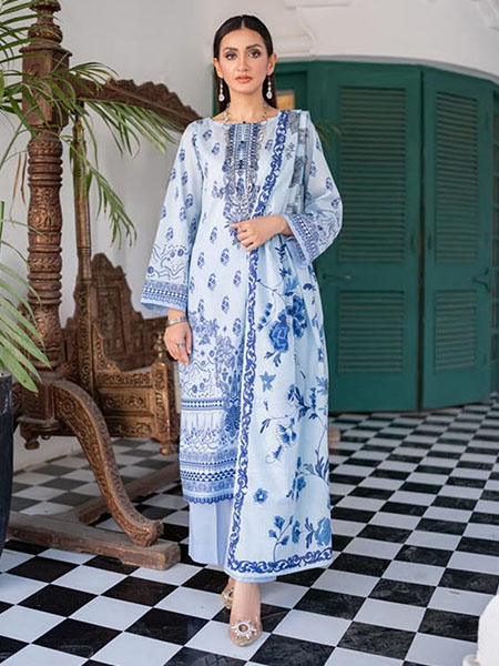 Gull Jee GSS2301-A8 Unstitched Embroidered Neck & Printed Lawn