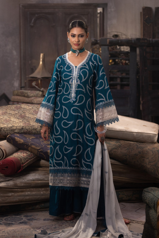 SHEHZADI Embroidered Lawn with Chiffon | SZ-2533