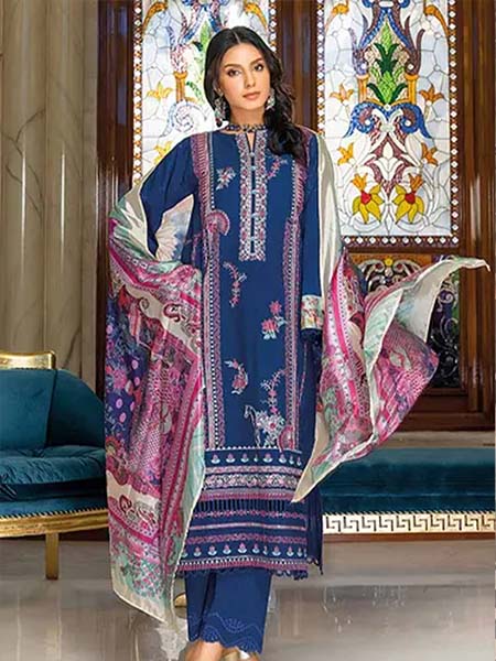 Gul-Ahmed SSM-32005 Embroidered Jacquard Suit & Silk Dupatta 3PC