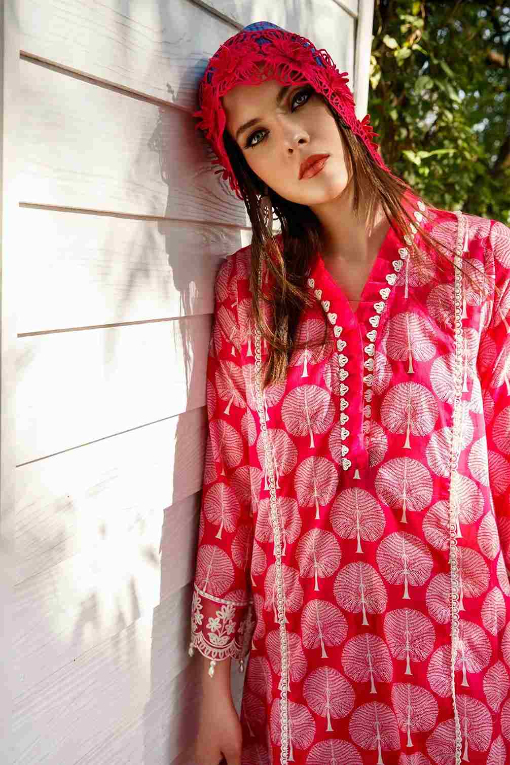 Maria B M basic luxury lawn Pink 08-A 2 pieces at Shelai