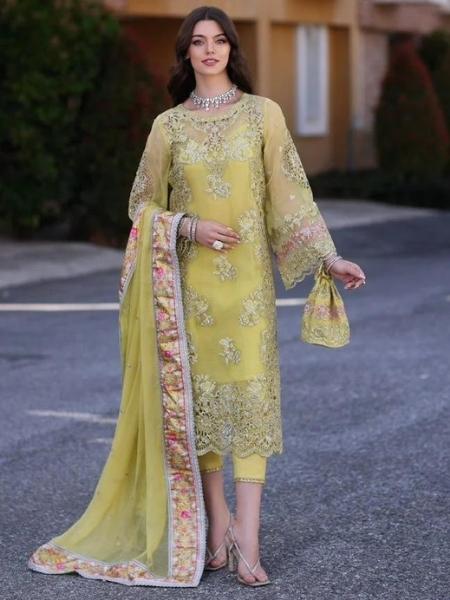 Noor D-04 MINALI Chiffon Handwork Schiffli Laserkari’23 Collection