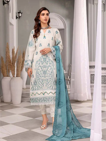 Anaya Hoor ZA-703 Embroidered Lawn with Bamber Chiffon Dupatta