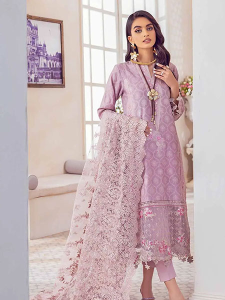 Gul-Ahmed PM-32059 Embroidered Jacquard Suit With Net Dupatta