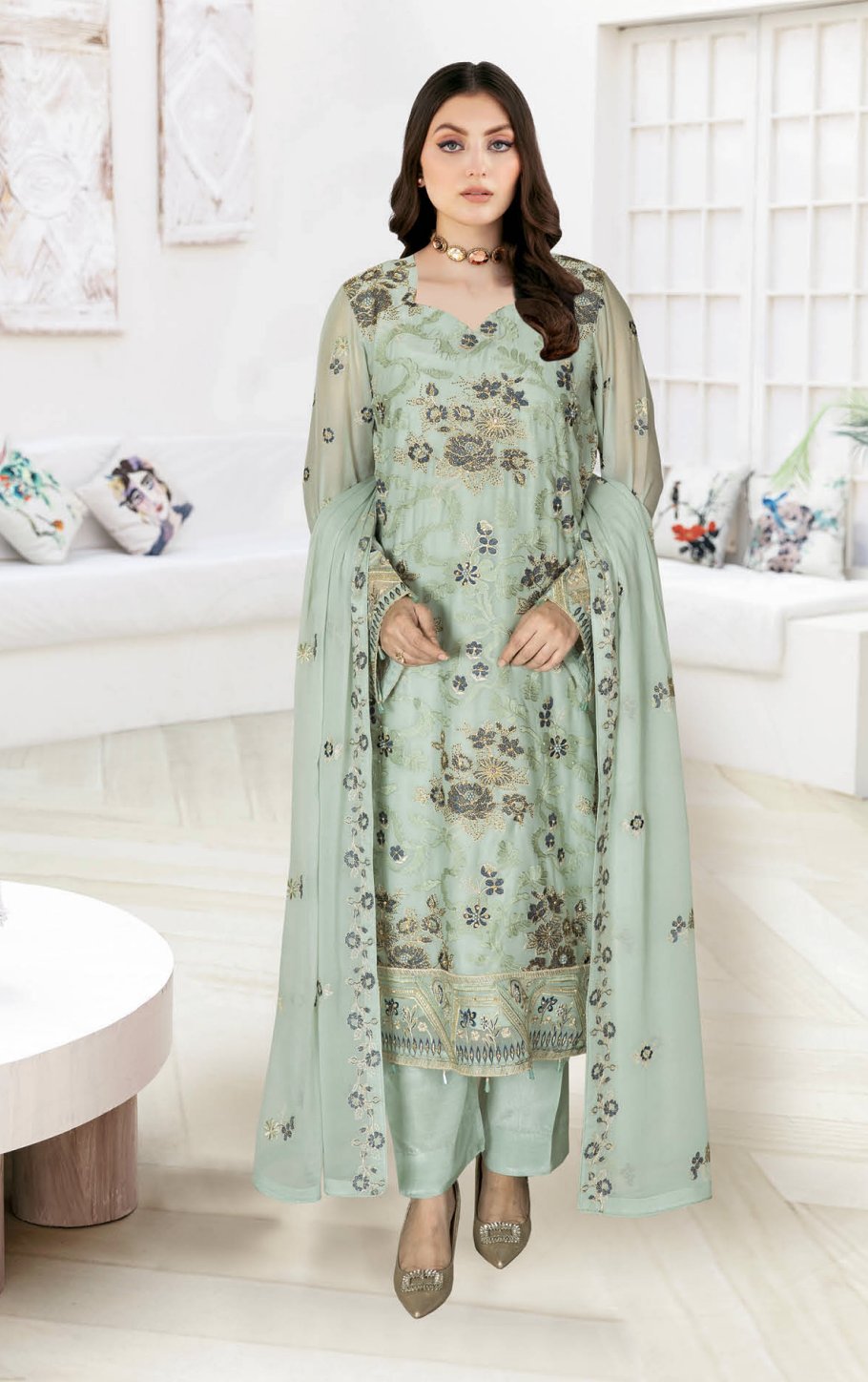 RAMSHA WA-595 Unstitched | M-GREEN