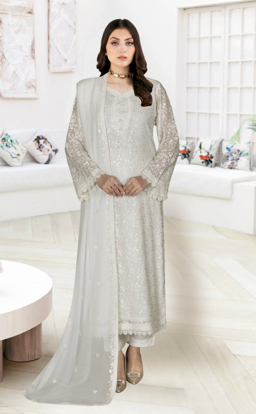 RAMSHA WH-606 Unstitched | O-WHITE