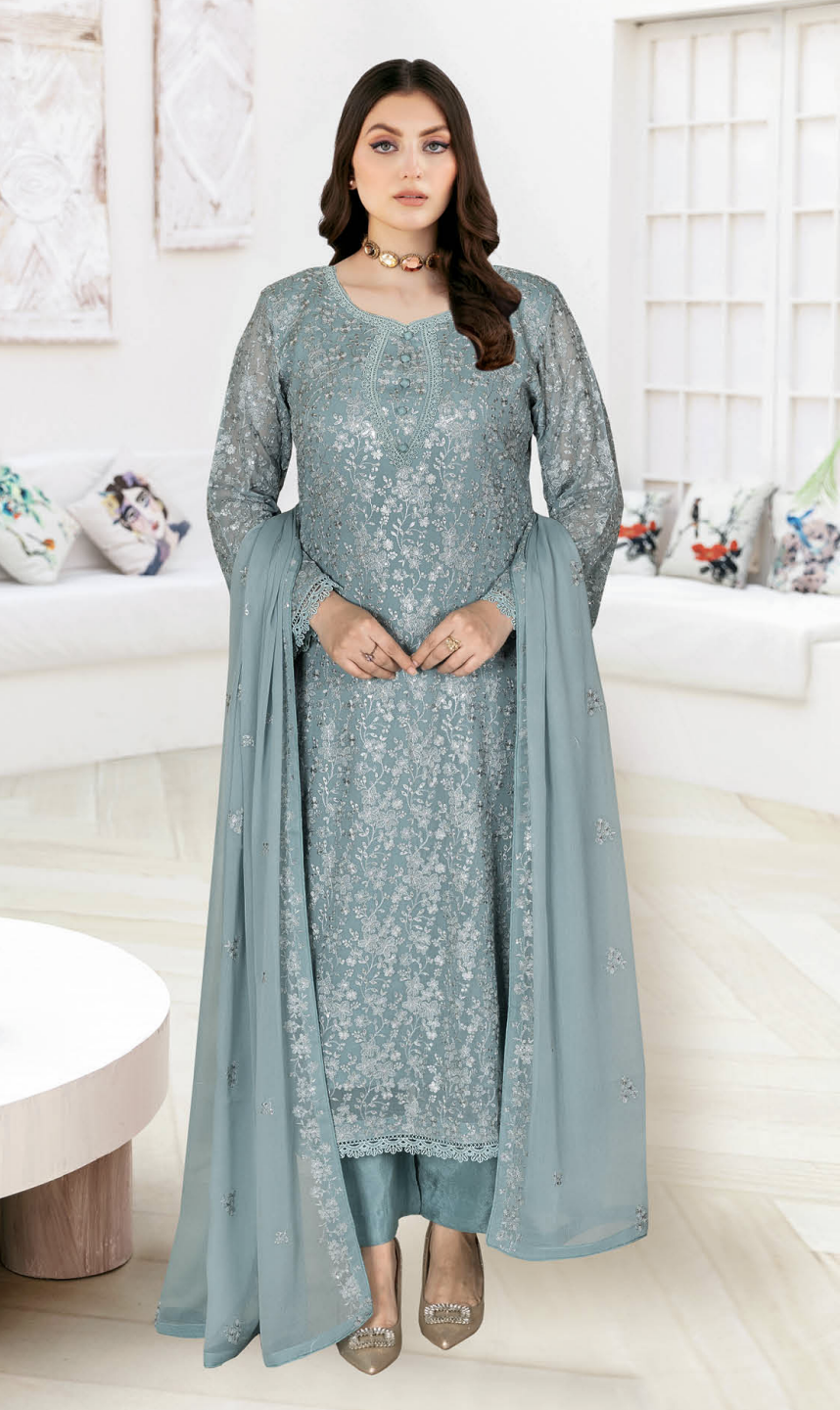 RAMSHA WH-606 Unstitched | P-BLUE