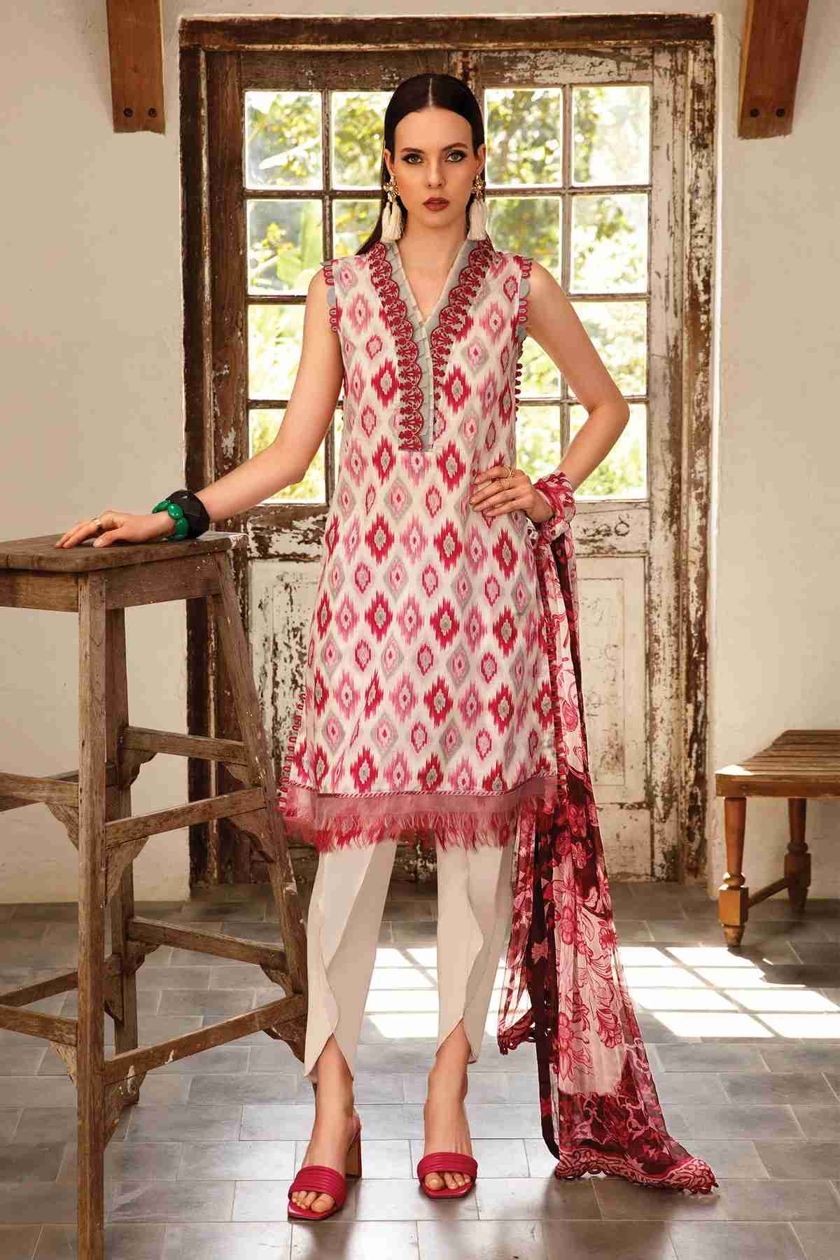 Maria B M basic luxury lawn pink 11-B 3 pieces at Shelai