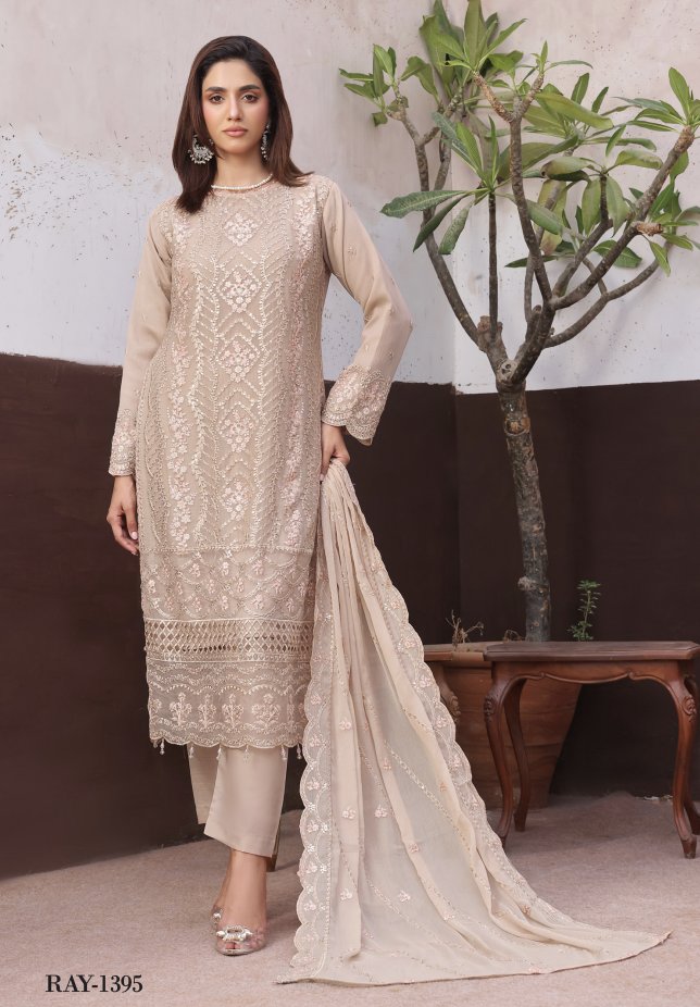 AMSAAL Luxury Chiffon Unstitched | RAY-1395