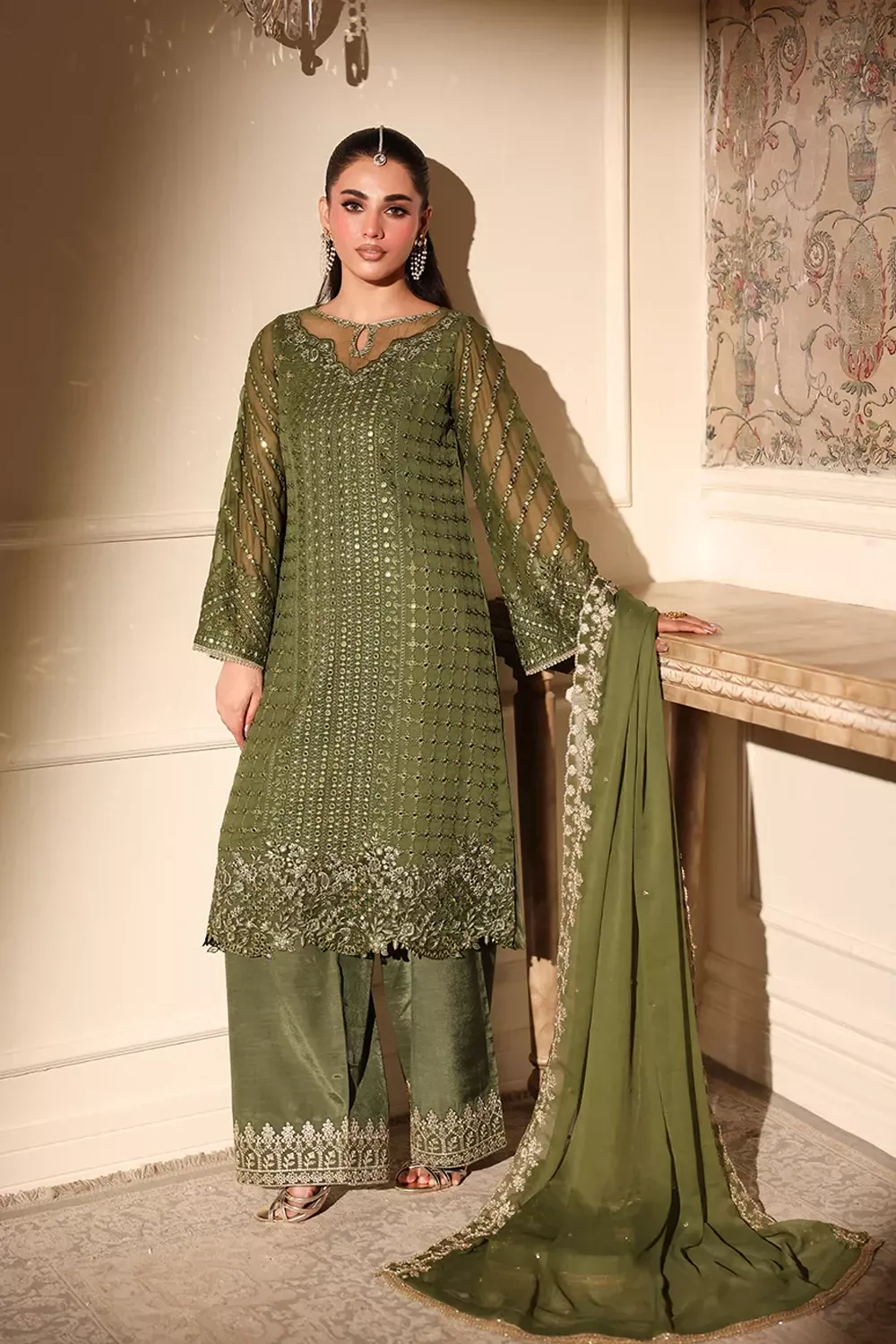 Azure Ensembles Festive 3Pcs |Moss Glow