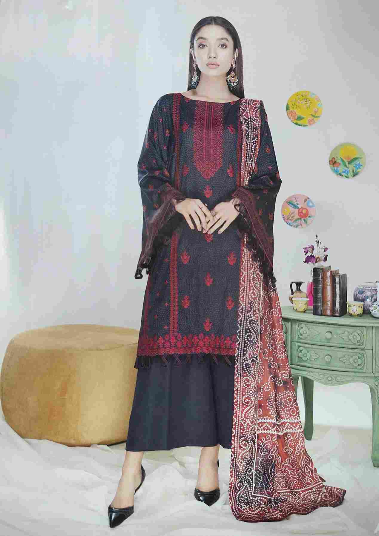 Mishaal black mix embroidered 3 pieces available in Shelai