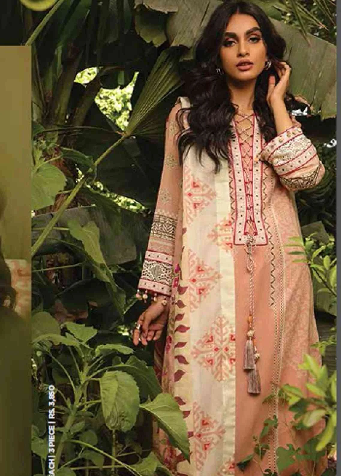 Alkaram Studio peach printed 3pc available in Shelai SS-23-22-3