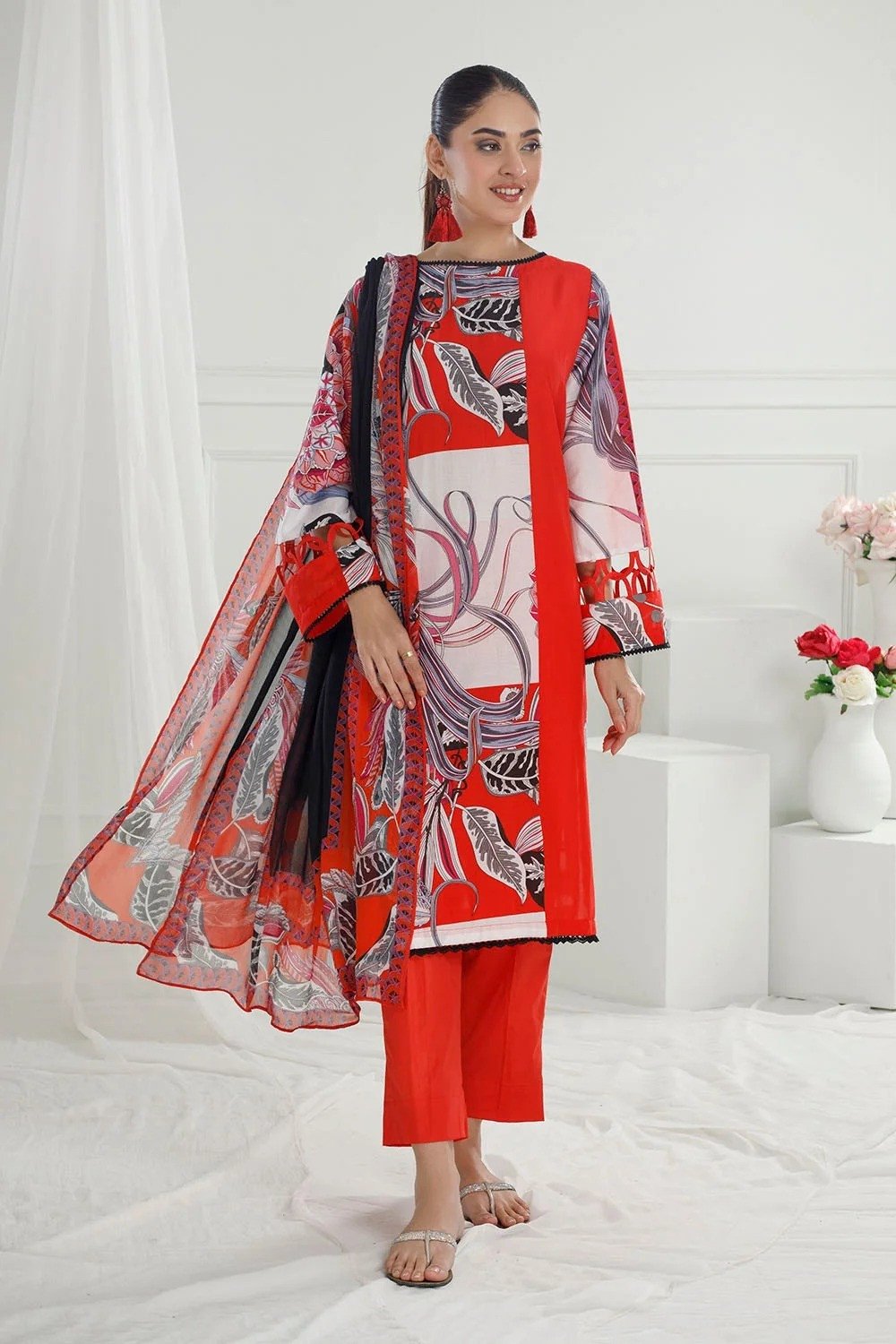 Gul Ahmed Unstitched Printed Cotton Silk Suit | SHELAI18687