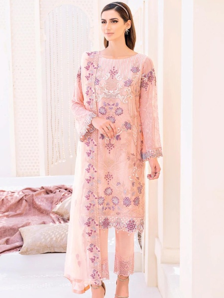 Ramsha F-2304 Embroidered Chiffon Dress with Embroidered Chiffon dupatta