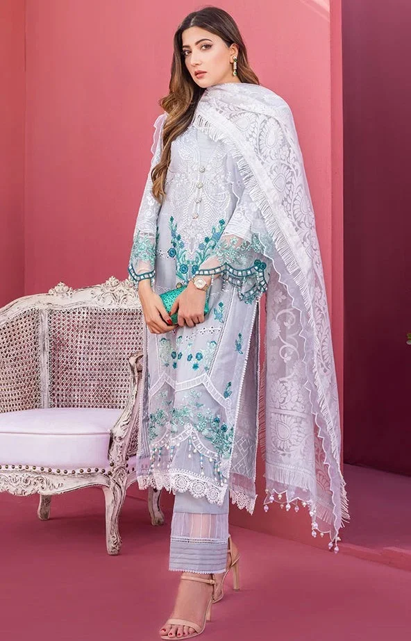 Alzohaib Rungkari embroidered printed A10 3 piece at Shelai