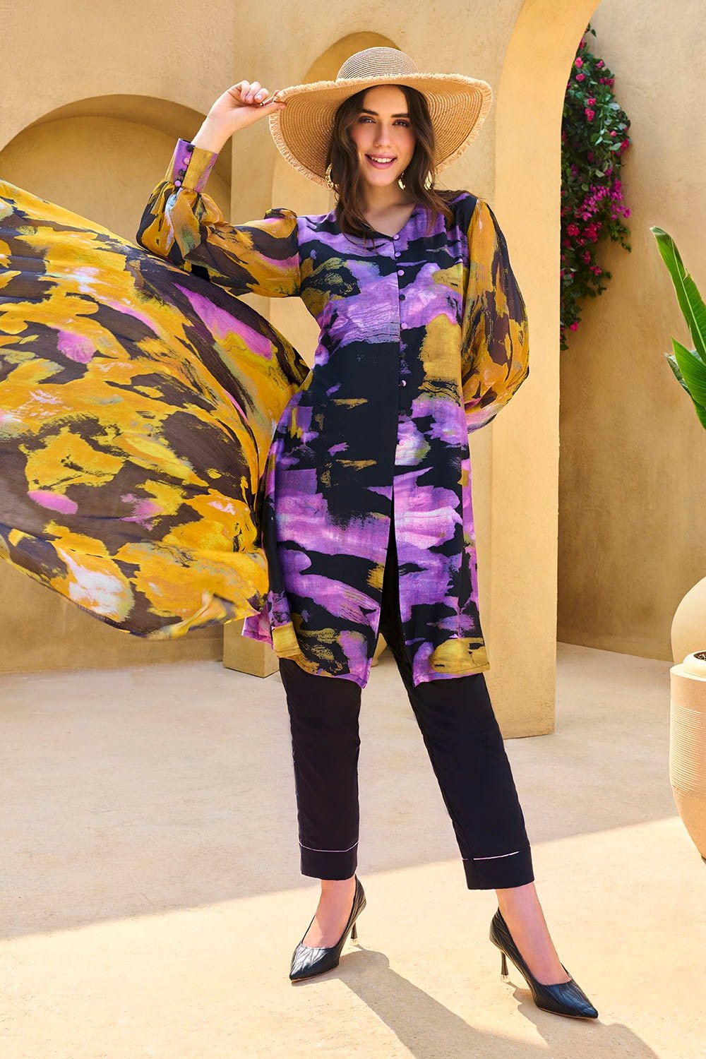 3 Piece Unstitched Printed Cotton Silk Suit with Printed Tussar Silk Dupatta CS-52005