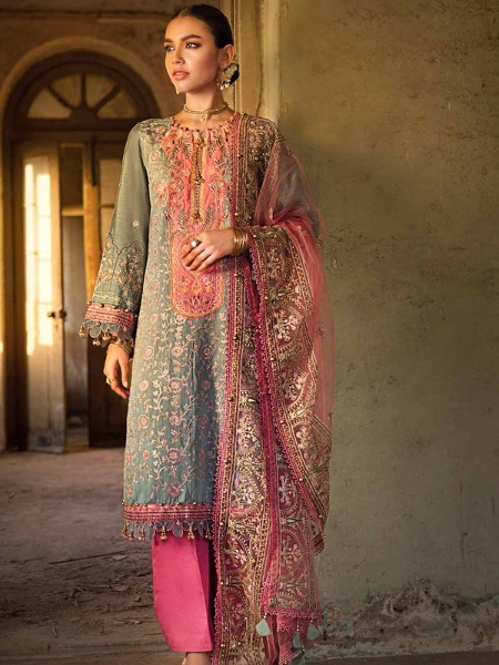 Gul Ahmed FE-32055 Sequins Embroidered Khaddi Net Unstitched Suit with Sequins Embroidered Net Dupatta