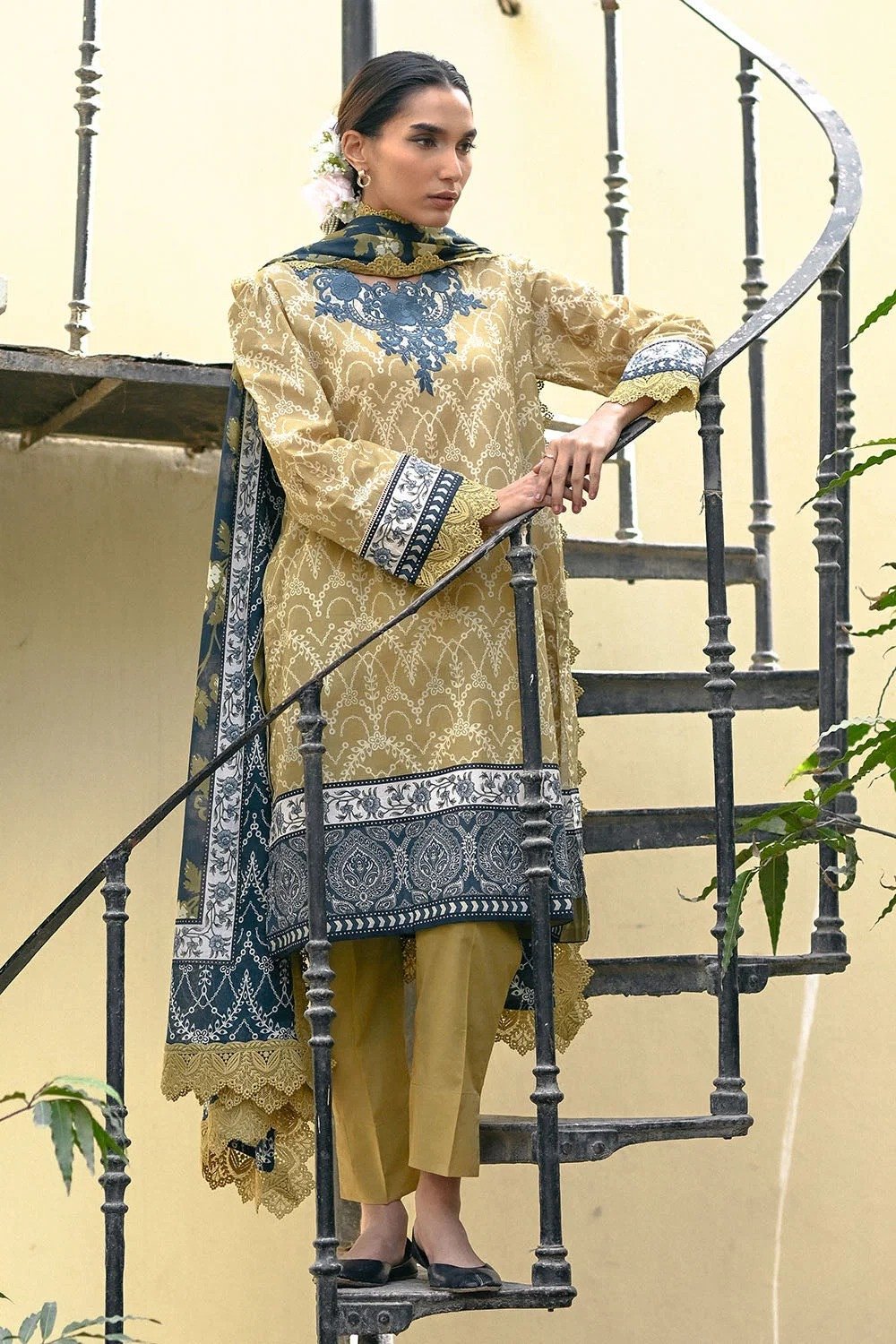 Gul Ahmed 3 Piece Embroidered Printed Lawn Suit | SHELAI26081623