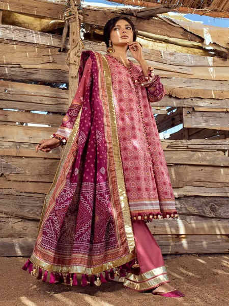 Gul Ahmed 3PC Gold Printed Lawn Unstitched Suit CL-42032 A