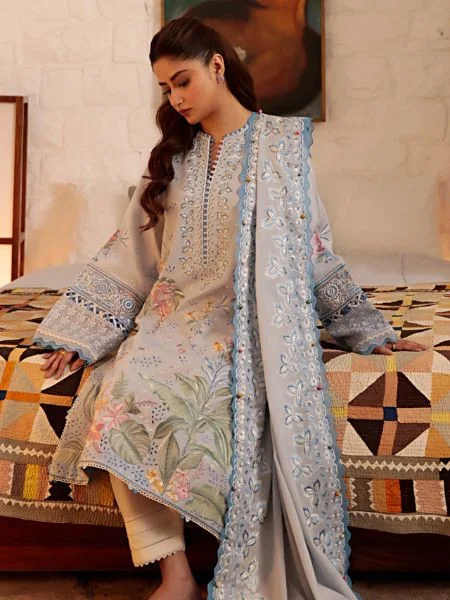 Zaha By Khadijah Shah Embroidered Lawn Unstitched 3Pc Suit ZL2024