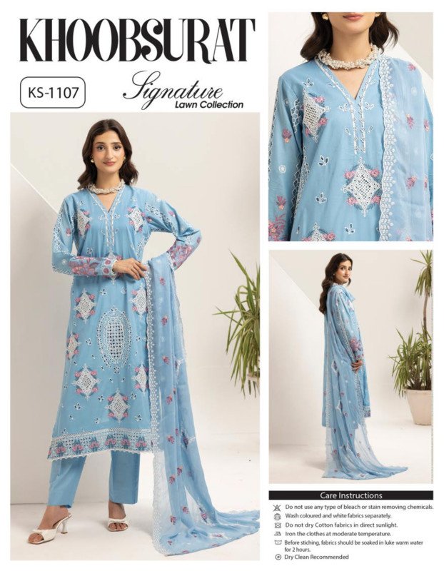 Khoobsurat Singnature Lawn Unstitched 3piece | KS-1107