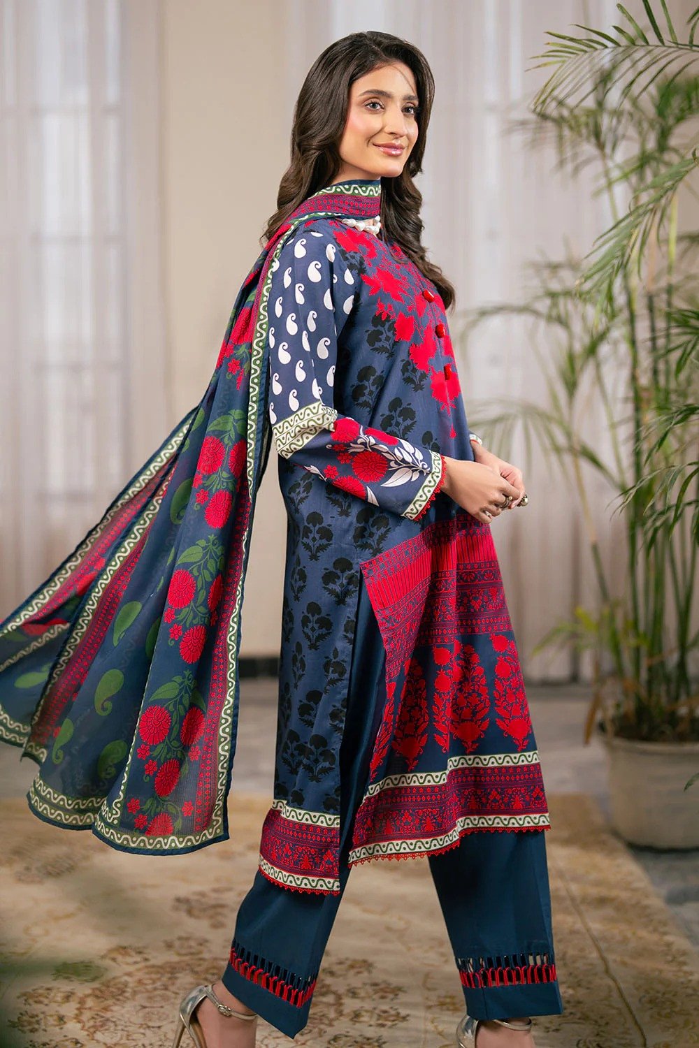 Gul Ahmed 3 Piece Embroidered Printed Lawn Suit | SHELAI26081661