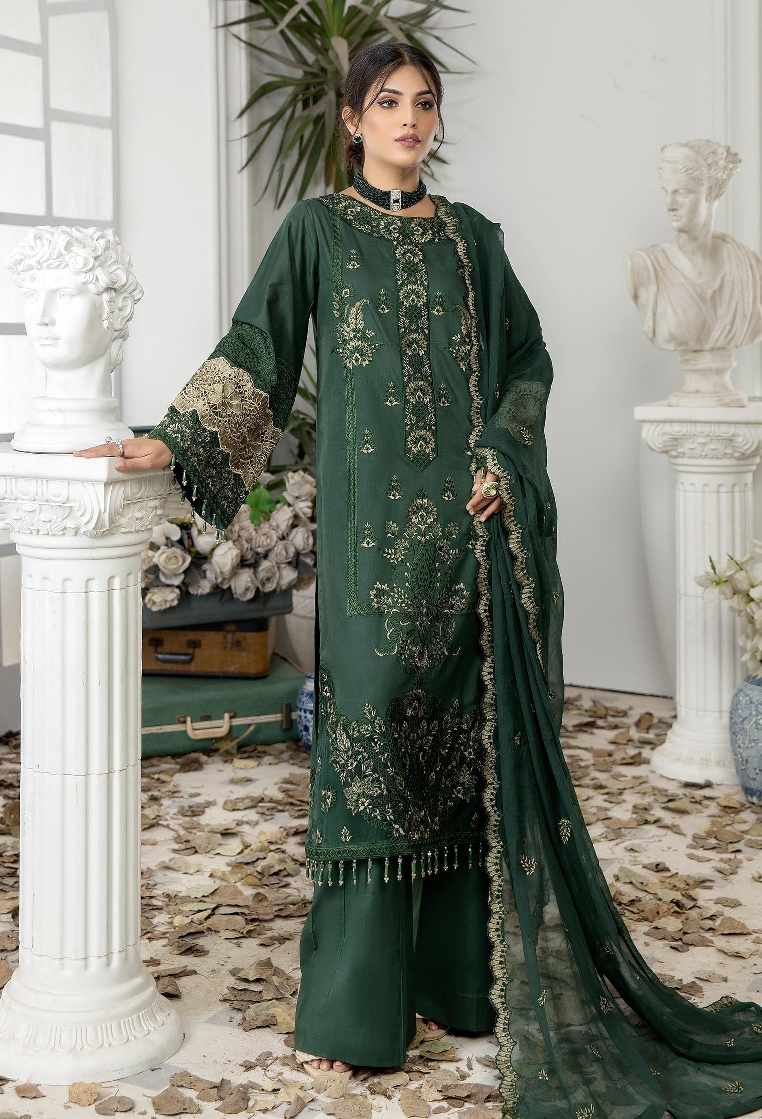 Adan's Libas marua embroidered unstitched AD-04 3 piece at Shelai