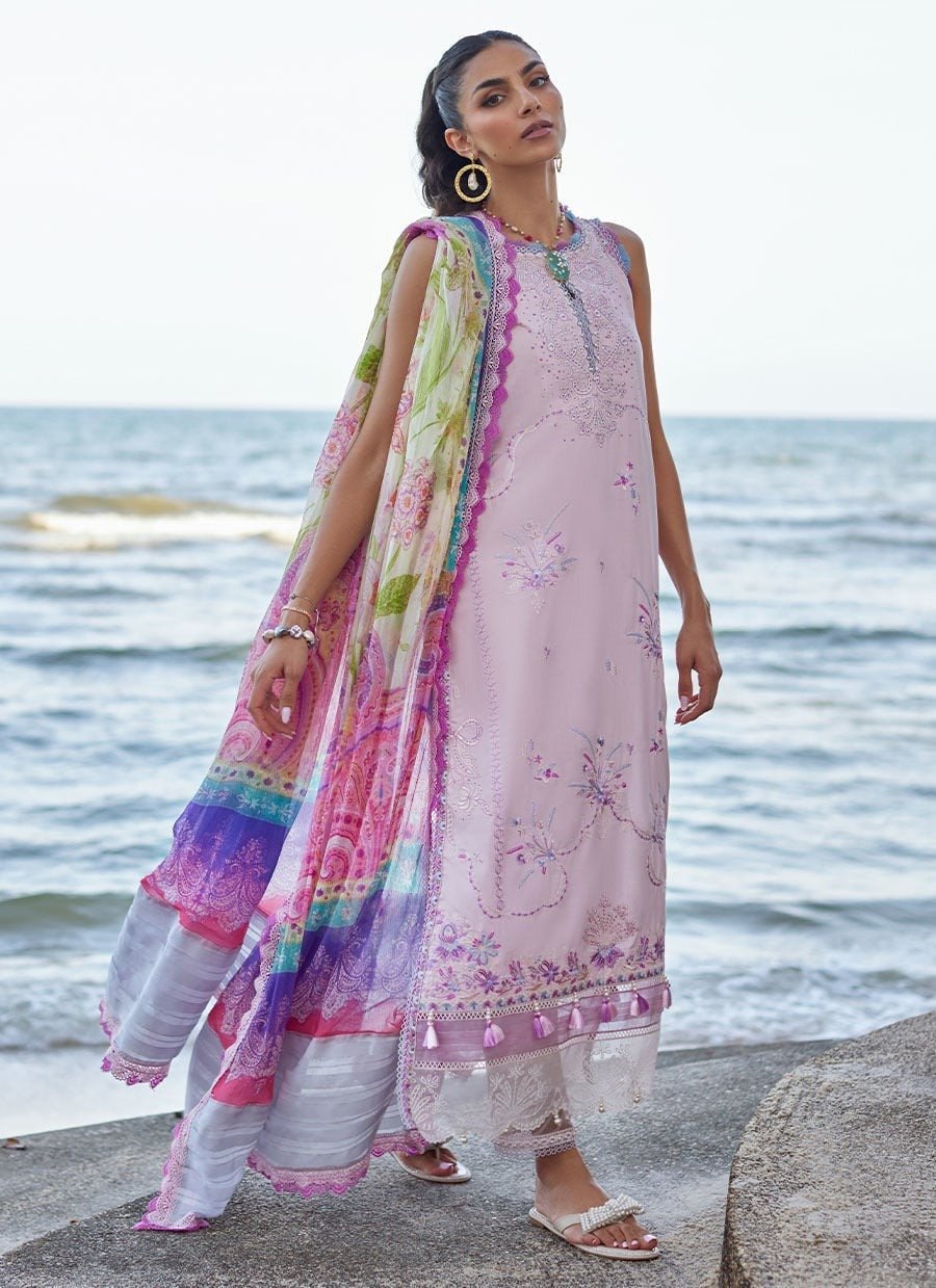 Farah Talib Aziz Izumi Pink embroidered lawn outfit I SHELAI8409