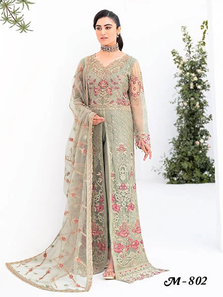 Ramsha M-802 Embroidered Organza front with sequence three-piece