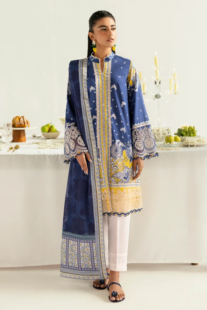 Qalamkar Q prints | Unstitched 3pc | PQ-03 Hina