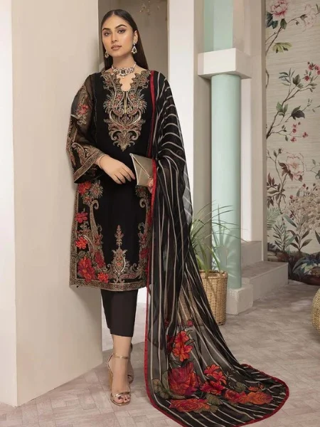 Charizma CEC23-03 Unstitched Embroidered Chiffon Shirt with Printed Chiffon Dupatta