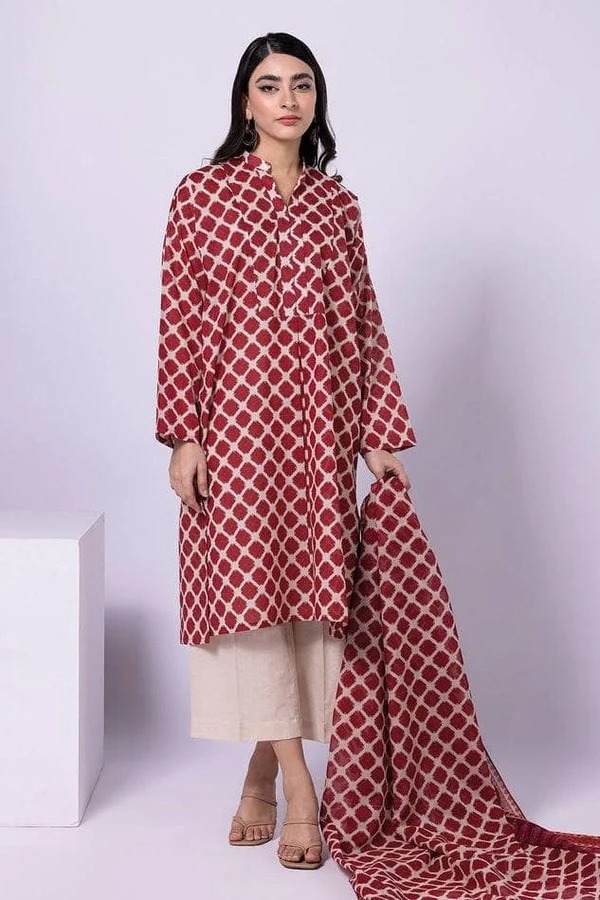 Khaadi lawn top and dupatta ALA230502A 2piece available in Shelai