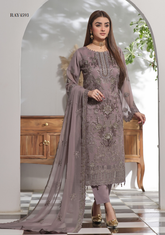 Aanzara Luxury Embroidered Chiffon Collection | Ray-4593