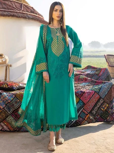 Charizma Reem RM23-03 Unstitched Premium Embroidered Lawn With Chiffon Dupatta