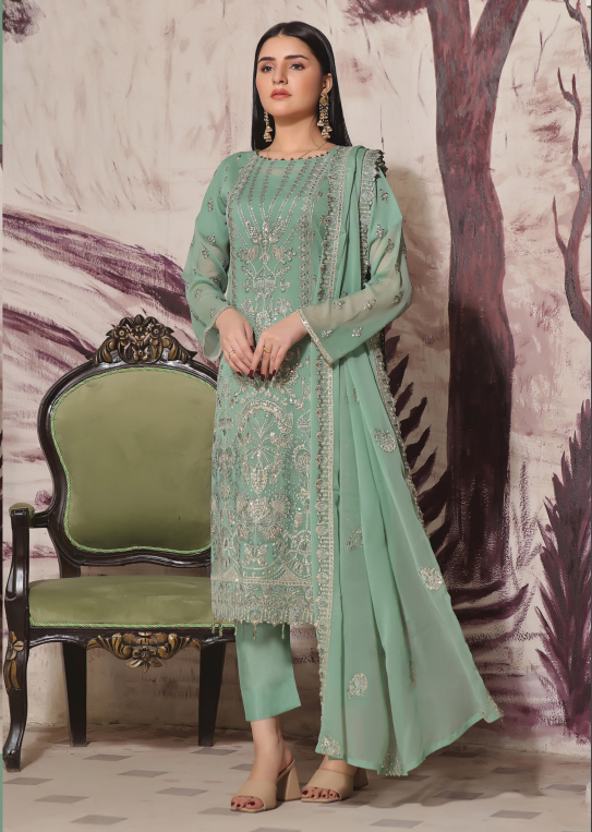 Aanzara Luxury Embroidered Chiffon Collection | Ray-4602