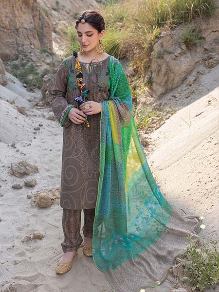 Charizma CP-33 Unstitched Printed Chunri Suit & Chiffon Dupatta