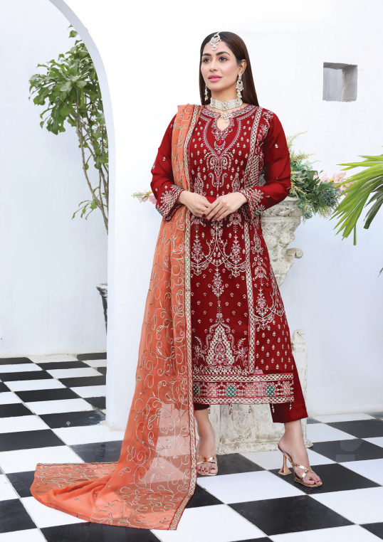 Aanzara Luxury Embroidered Chiffon Collection | EKR-4533