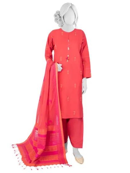 J. JDS-23-1049 Maroon Color Lawn Unstitched 2Piece with Jacquard Dupatta