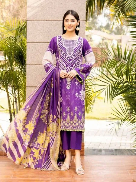 Charizma unstitched emb lawn suit with fancy voil dupatta CEL-09