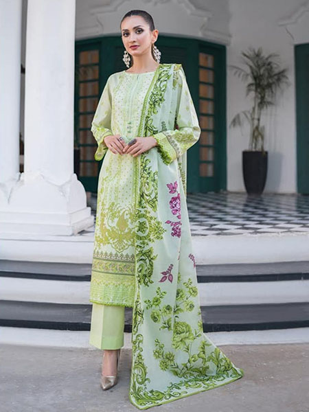 Gull Jee GSS2301-A11 Unstitched Embroidered Neck & Printed Lawn