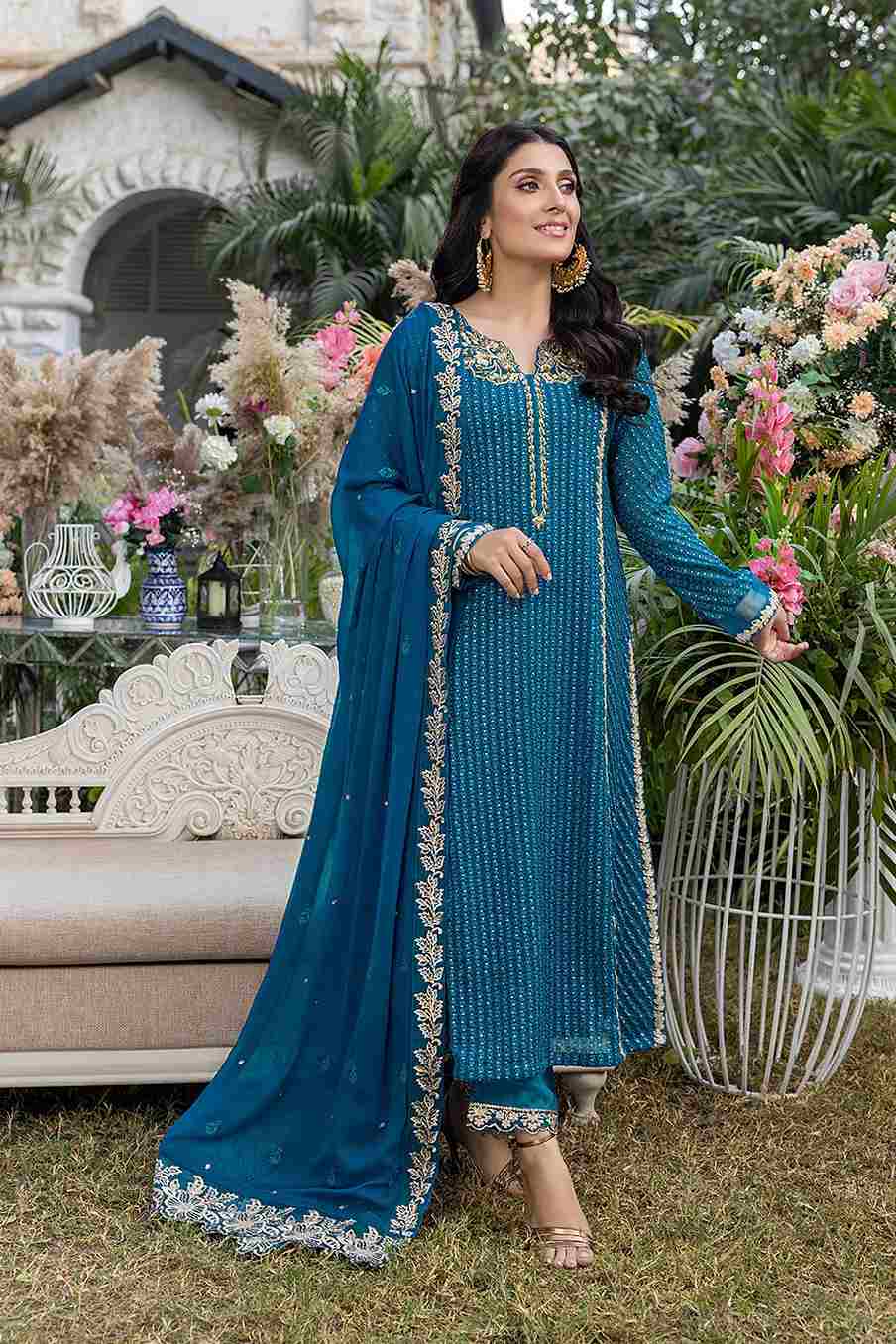 AZURE luxe embroidered festive dreamy iris 3Pcs at Shelai