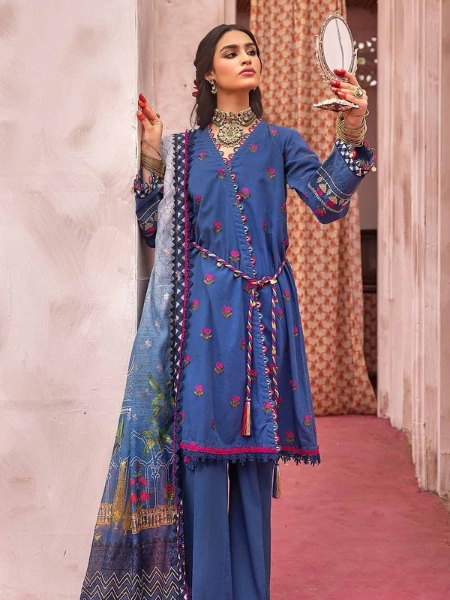 Gul Ahmed FE-32039 3PC Embroidered Unstitched Jacquard Shirt with Digital Printed Jacquard Dupatta