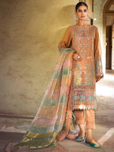 Gul Ahmed FE-32070 Sequins Embroidered Mehsuri Unstitched Suit with Jacquard Organza Dupatta