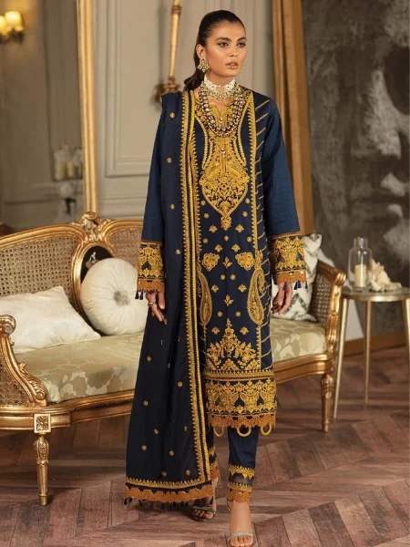 RAAYA Blue Royale Design-08 Carnation Luxury Eid Collection'22 3 Piece Suit