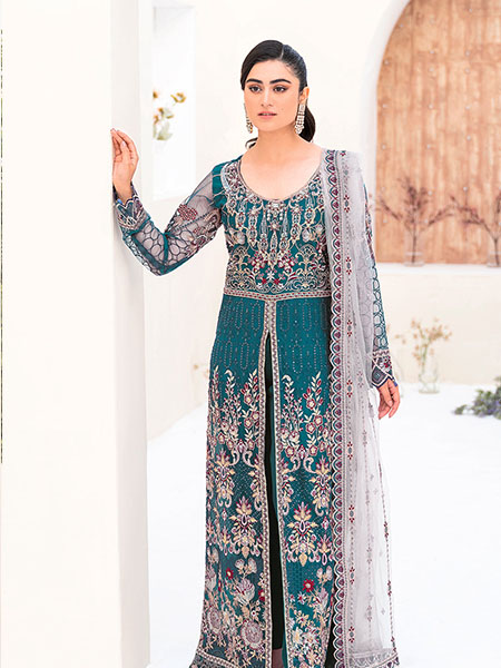 Ramsha M-810 Embroidered Organza front with sequence three-piece