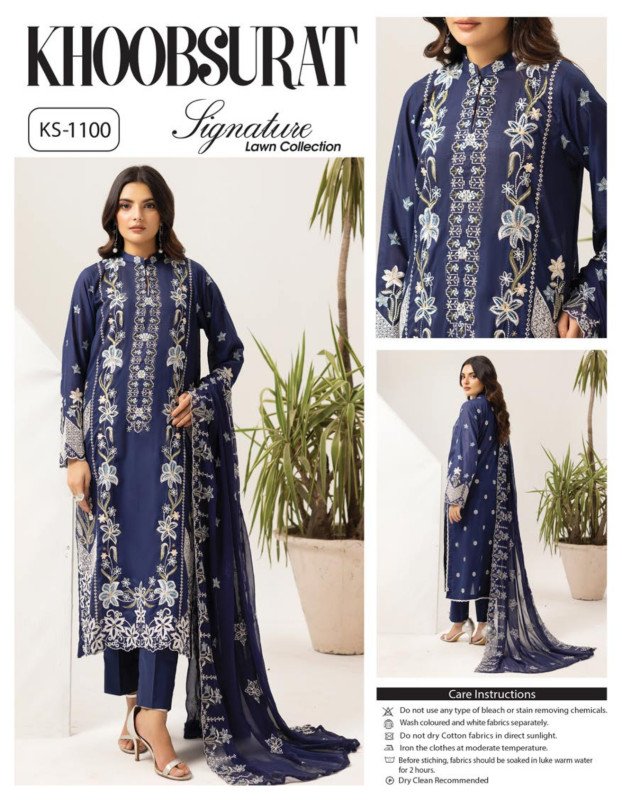 Khoobsurat Singnature Lawn Unstitched 3piece | KS-1100