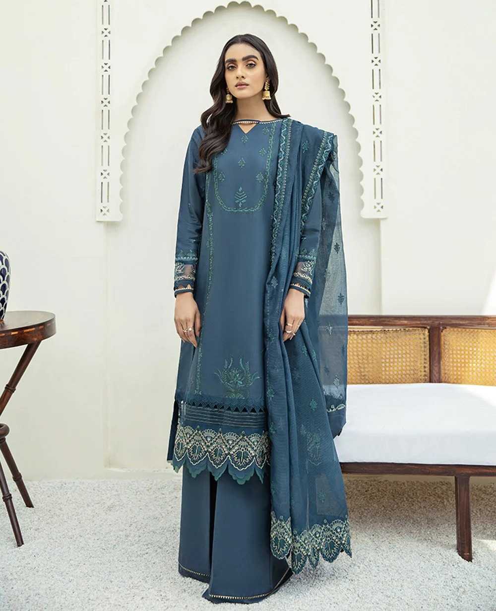 XENIA formals embroidered lawn 01-Nafees 3 pieces at Shelai