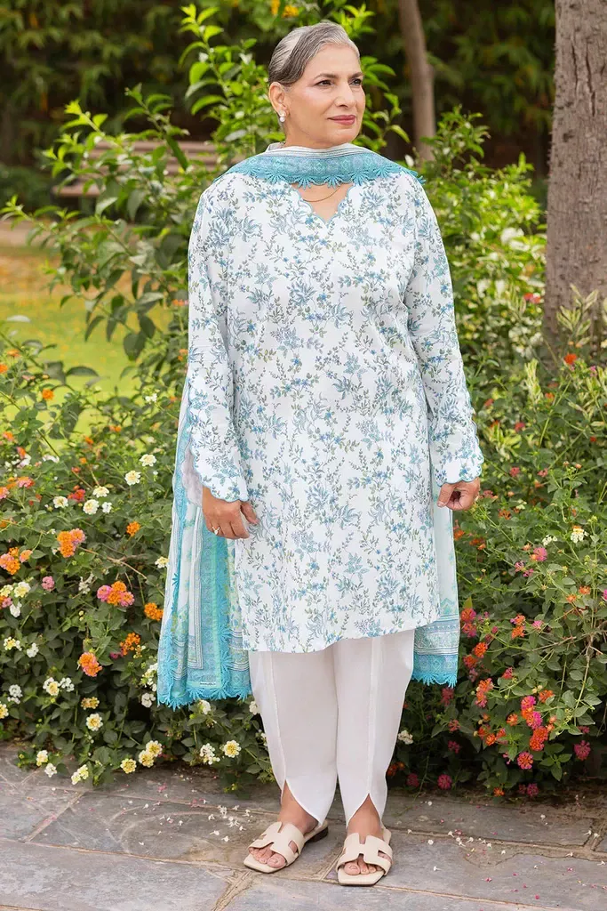 Gul Ahmed 3 Piece Embroidered Printed Lawn Suit CL-62123A | SHELAI26081734